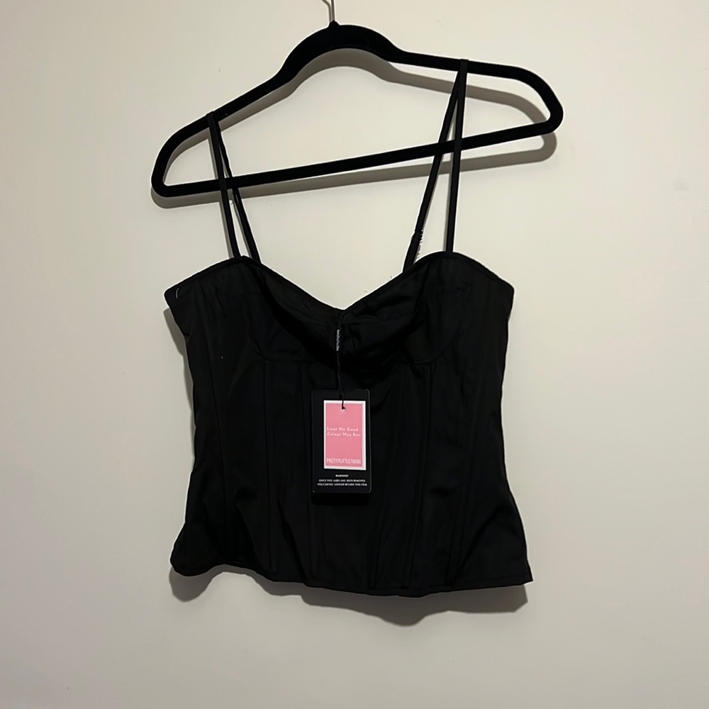 Pretty Little Thing- Black Corset Top- Sise 6